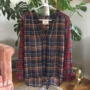 SOLD! Sheer plaid button down shirt